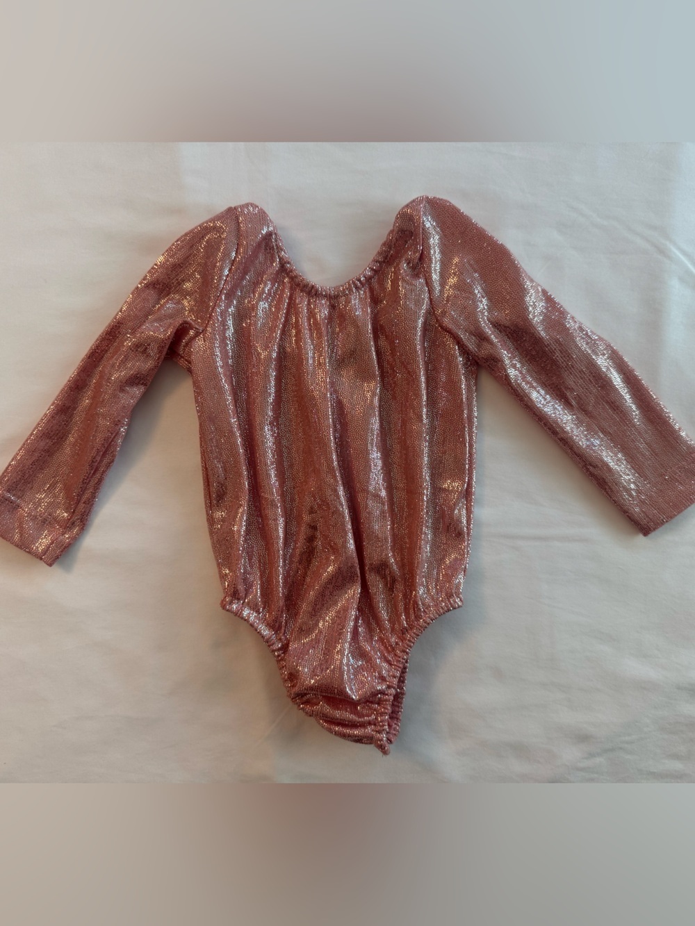 Bailey’s Blossom Pink Metallic Shimmer Long Sleeve Leotard Bodysuit | 3-6M